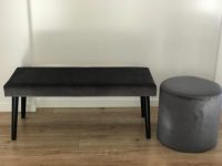 Grey Bench & Ottoman