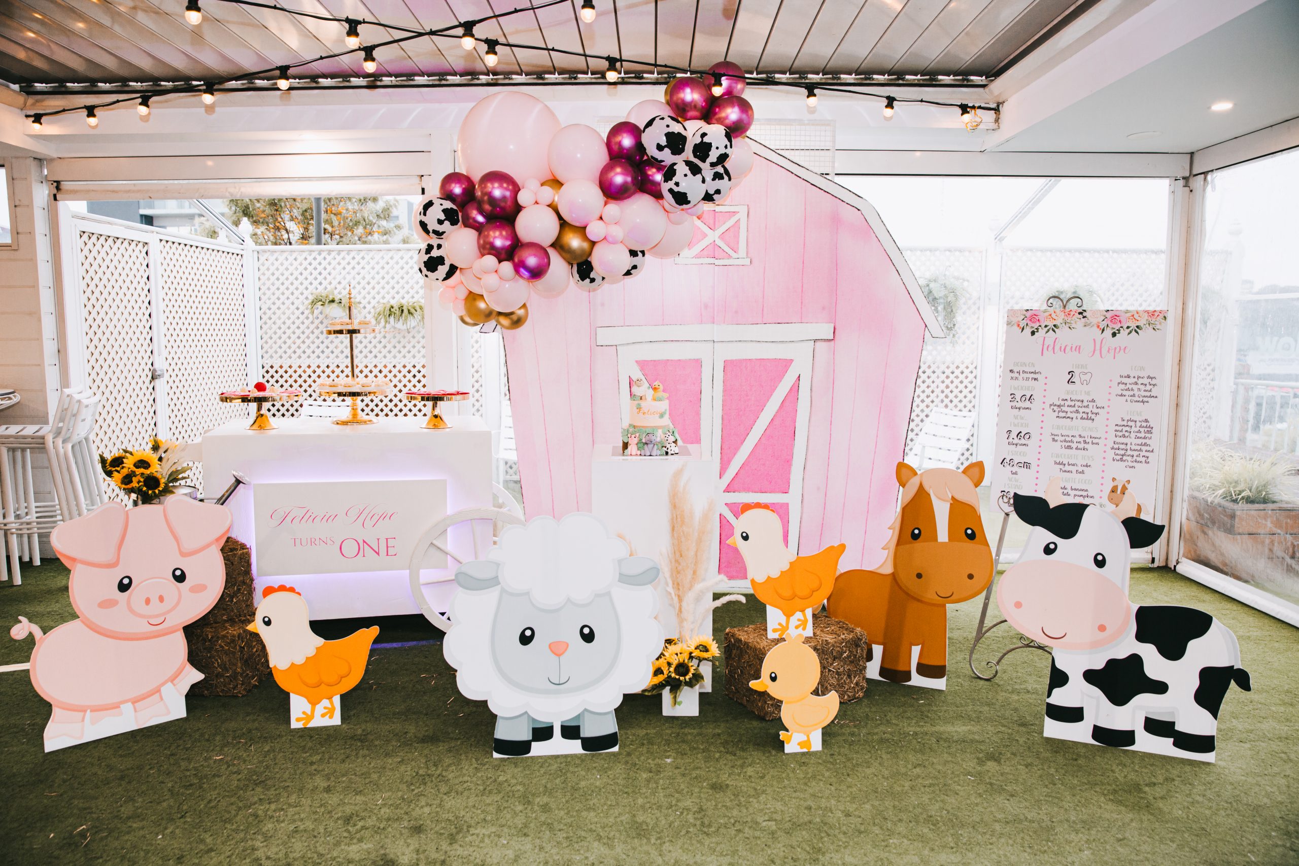Pink Barn Theme & Farm Animals - Hazel Events - Prop Hire Melbourne