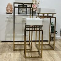 gold luxe square white acrylic tables