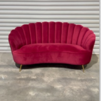 MELBOURNE PROP HIRE - RED SCALLOPED COUCH