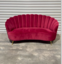 MELBOURNE PROP HIRE - RED SCALLOPED COUCH